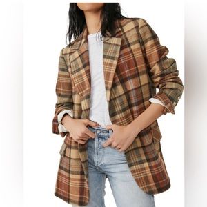 Free People Mari Plaid Blazer